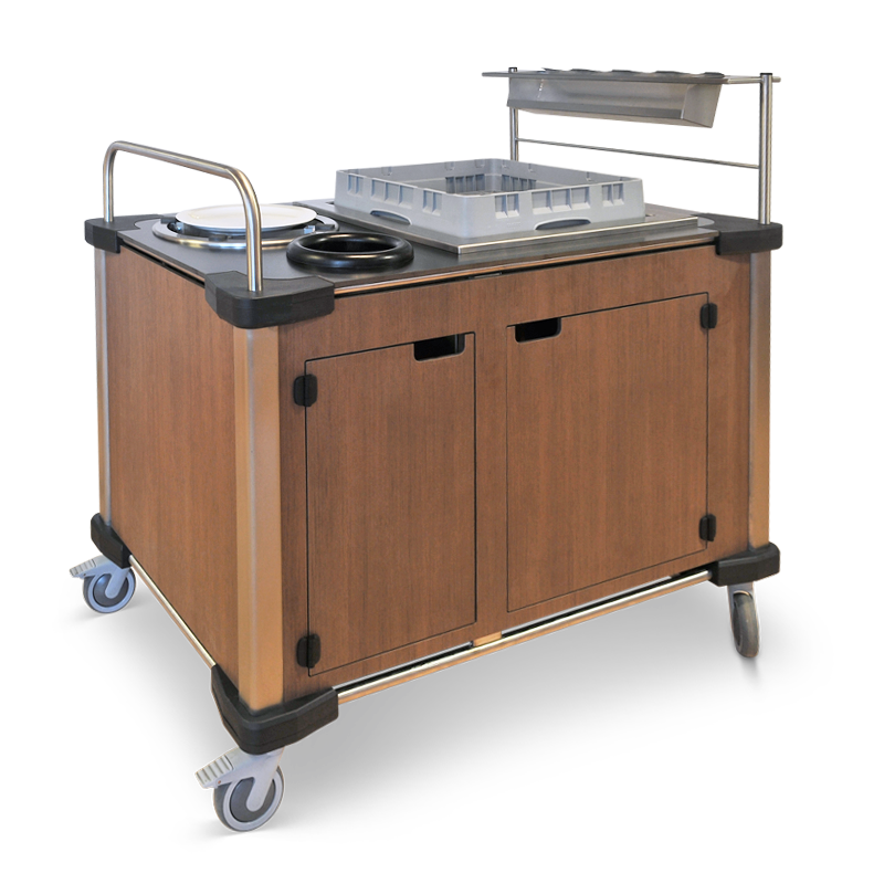 Clear-away trolley with volkern panels
