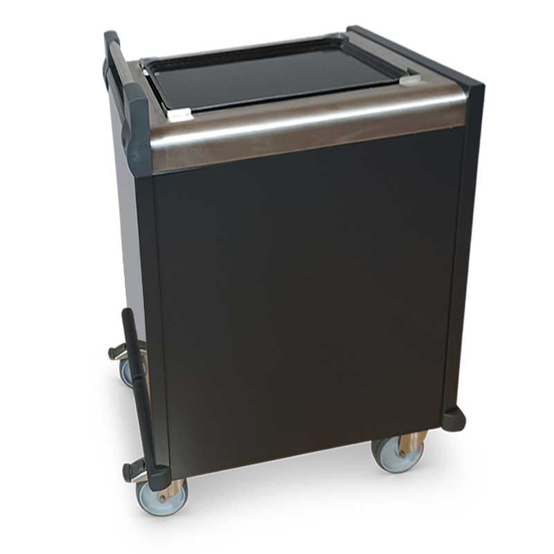 Tray dispenser with powder coating